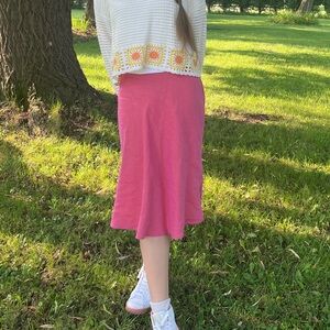 pink midi skirt